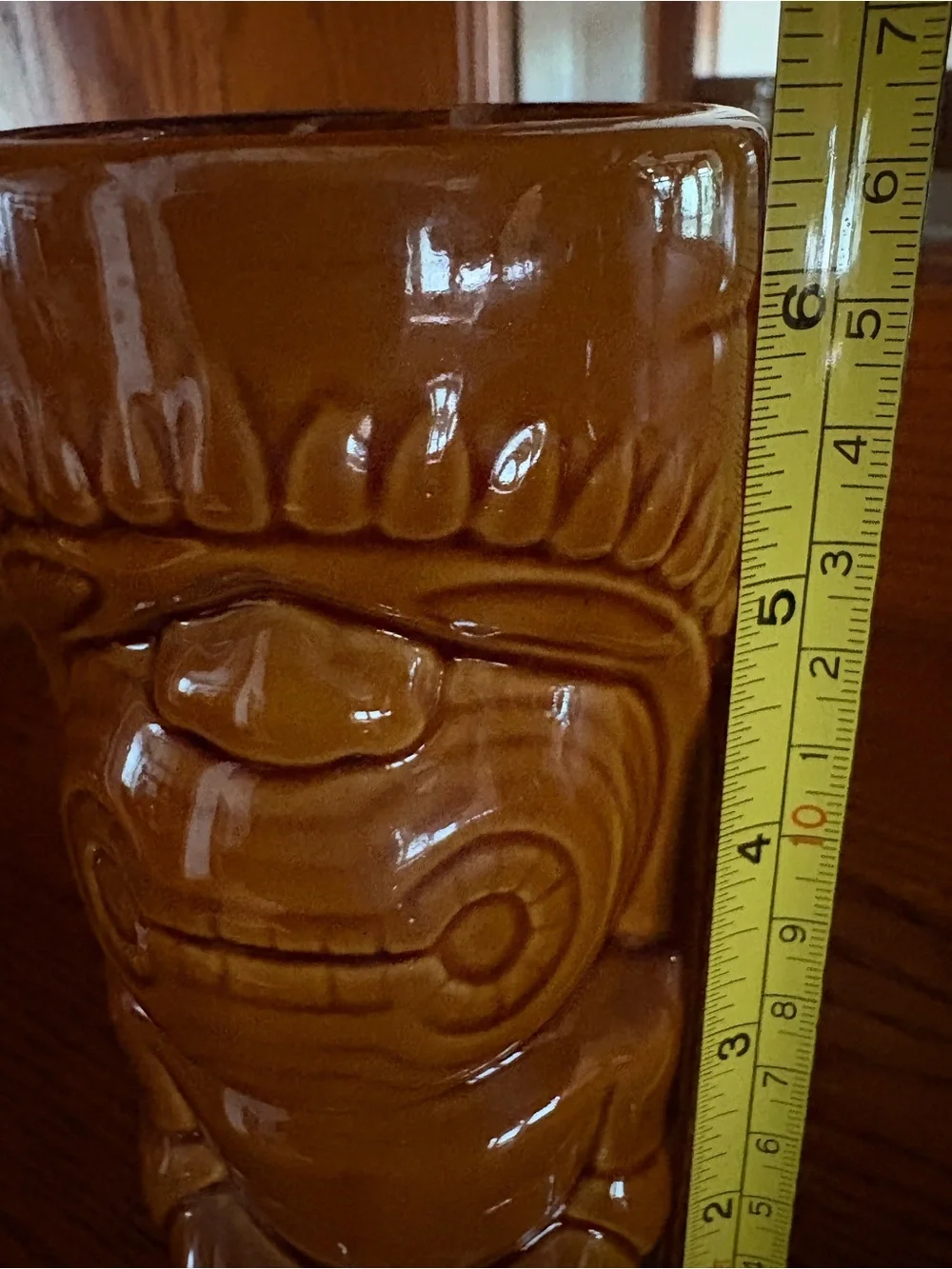 Vintage Pair of brown ceramic Ku Tiki Mugs Brown MCM EUC